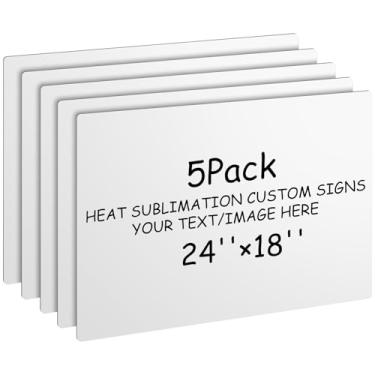 Imagem de Zonon 5 peças em branco de alumínio de sublimação para impressão dupla face, 45 x 61 x 0,04 cm, placa de metal branco para placas personalizadas, banners, placas de estacionamento de quintal, à prova