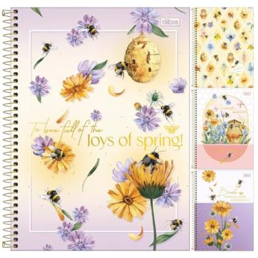Imagem de Kit C/ 4 Caderno Honey Bee Abelhas Universitário Espiral TILIBRA - 10M 160 Folhas