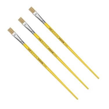 Imagem de Kit 3 Pincel Chato Longo Cerda Natural 815-12 Nº12 Tigre