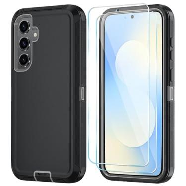 Imagem de ONOLA Capa de telefone para Samsung Galaxy S25 FE com protetor de tela HD, resistente, à prova de choque e à prova de quedas, capa de telefone para Galaxy S25 FE de 16,7 cm, cinza preto