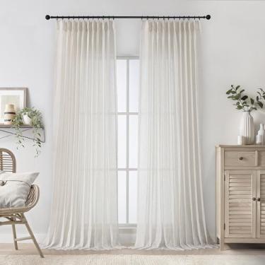 Imagem de WEST LAKE Painéis de cortina transparentes plissados de 280 cm de comprimento, cortinas plissadas extra longas para quarto e sala de estar, tratamento moderno de janela, abas traseiras, 152 cm L x 112