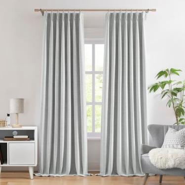 Imagem de WEST LAKE Painéis de cortina de janela plissados de chenille cinza prateado 95% blackout para quarto, cortinas de escurecimento pesado texturizadas de trama tripla de 2,5 m, tratamento de janela