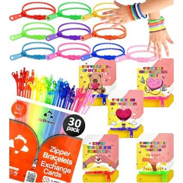 Imagem de UpBrands 30 Cartões De Dia Dos Namorados Para Crianças, Escola E Pulseiras Com Zíper Fidget, Lembrancinhas De Festa, Brinquedos, Presentes De Dia Dos Namorados Em Massa Para Crianças, Presentes De T