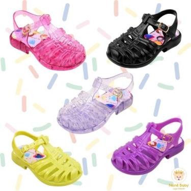 Imagem de Sandália de Plásticos Meninas Infantil Confortável - Nenê Baby, Preto,