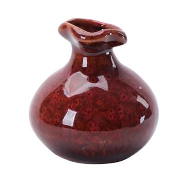 Imagem de Vaso de cerâmica, escritório, mesa, sala de estar, decoração de interiores, necessidades diárias, vasos de flores de cerâmica elegantes (vermelho)