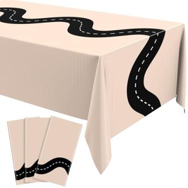 Imagem de Irenare 3 peças de toalhas de mesa de corrida para carro, artigos de festa de aniversário, 137 x 272 cm, capas de corredor de mesa retangulares descartáveis para crianças, meninos, decoração de festa