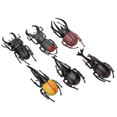 Imagem de Generic 6 Pçs Simulação Assustador Besouro Adereços de Halloween para Assustar Amigos Modelos de Insetos Pvc Não Tóxicos para Ornamentos de Jardim Ouro/preto (6 grandes besouros pretos)