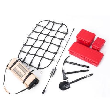 Imagem de BENMAZ 1/10 TRX4 TRX6 SCX10 Gen7 Gen8 RC Crawler Car Roof Simulation Decorations: Antennas/Luggage Net/Shovel/Axe/Pickaxe/Package/Repair Toolbox Set