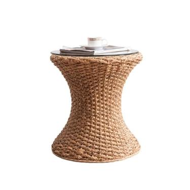 Imagem de Mesa redonda pequena moderna removível mesa lateral exclusiva sofá aparador para casa, sala de jantar ou sala de estar, mesa lateral redonda simples