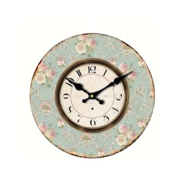 Imagem de KHUTRW3D Relógio de parede redondo de cozinha para decoração de casa, sala de estar, relógio rústico, relógio retrô, bateria AA (não incluída), decoração (20 cm)