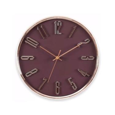 Imagem de x3anggyt5 Relógio de parede para sala de estar e sala de estar moderno e criativo relógio de quartzo decoração de casa (vermelho escuro)