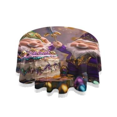 Imagem de Qilmy Toalha de mesa redonda de palmeira de treliça verde, 152 cm, resistente à água, à prova de derramamento, capa de mesa grande para jantar de reunião de família em ambientes internos e externos