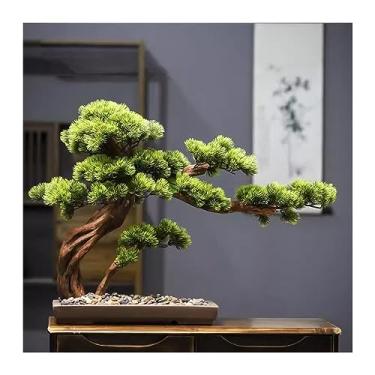 Imagem de Plantas falsas, árvore de bonsai artificial, decoração de plantas falsas, simulação de pinheiro acolhedor, mesa de escritório, decoração de sala de estar, decoração
