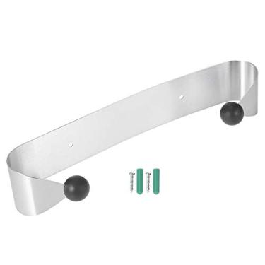 Imagem de Suporte de parede para toalha de papel, rolo de aço inoxidável, rack de papel sob o armário, cozinha, banheiro, lavanderia, prata 33,5x8x6cm