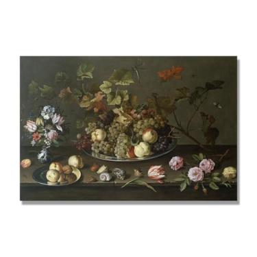 Imagem de NHLDZYH Vintage Fruta Ainda Vida Tela Retro Frutas Motivo Estilo Country Decoração de Parede para Cozinha e Sala de Jantar. C06. 70 x 105 cm. Apenas Tela