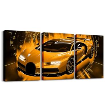 Imagem de jejeloiu Arte de parede em tela de carro de corrida para meninos para sala de estar quarto carro de corrida decoração de automóveis crianças meninos meninas imagem arte esportes radicais impressões