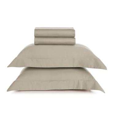 Imagem de Jogo de Cama Casal 100% Algodão Egípcio 300 Fios, 4 Peças (Bossa Areia)