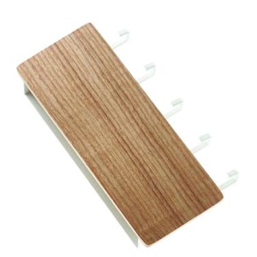 Imagem de Generic Porta-chaves de Parede de Madeira Japonesa, Cabide Multifuncional Sem Perfurações para Casa, 5 Ganchos para Sala de Estar, Quarto, Banheiro, Cozinha (Madeira Natural)