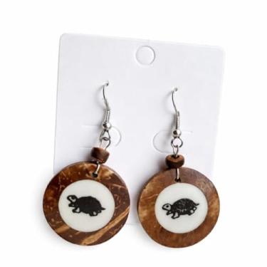 Imagem de Brinco De Tucum Tartaruga Madeira Marrom Natureza chic