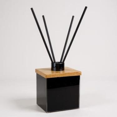 Imagem de Difusor Aromatizador de Ambiente 200ml Vidro e Madeira Com Varetas(Seiva Preto Preto)