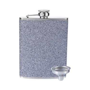 Imagem de Cantil De Aço Inoxidável 8oz Com Glitter E Brilho, Com Tampa E Funil, 