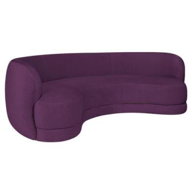 Imagem de Sofá Curvo 3 Lugares Sala De Estar Recepção Noruega 180cm Suede - Amar