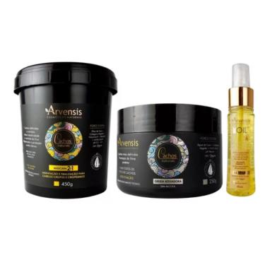 Imagem de Kit Arvensis Cachos Máscara 2x1 + Geleia Alta + Óleo Tec Oil