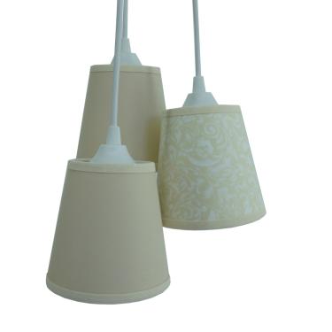 Imagem de Lustre Pendente Luminária Teto Cacho Trio Bege Bivolt