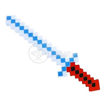 Imagem de Brinquedo Espada Pixel 58Cm Diamante Com Som E Luz À Pilha - Vermelho