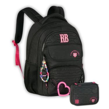 Imagem de Kit Mochila Costas Rebecca Bonbon Estojo Box Reforçada Teen, Preto