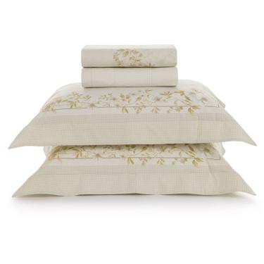 Imagem de Jogo de Cama Karsten Eva 200 Fios 4 Peças Queen Bege
