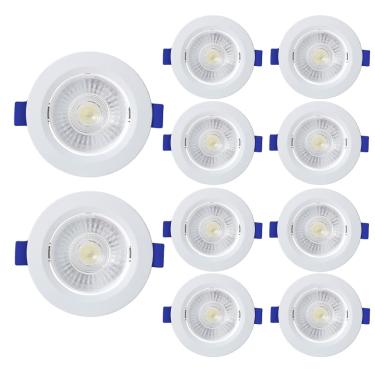 Imagem de Kit 10 Spot de Led Embutir Slim MR16 Redondo 6W Bivolt 3000K Quente