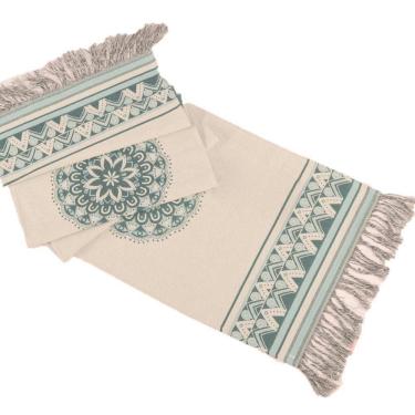 Imagem de Peseira Decorativa Turin Com Franja 58% Algodão / 42% Poliéster - Mandala Verde
