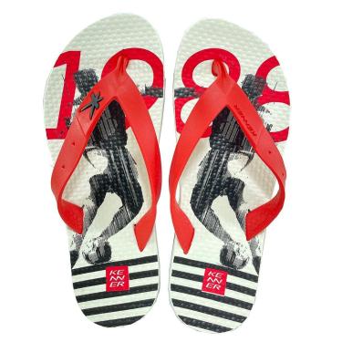 Imagem de Chinelo Kenner Summer Since Masculino - Branco e Vermelho - 43-Masculino