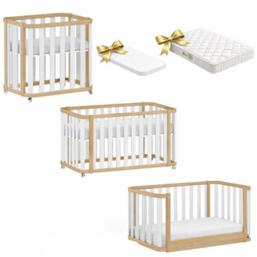 Imagem de Berço 3 em 1 Evolutivo com Colchões de Brinde Quater  Linha Loop Branc