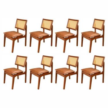 Imagem de Kit 8 Cadeiras de Jantar Madeira 100% Maciça Tauari e Rattan Natural c