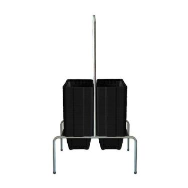 Imagem de KIT - Suporte para cestos de compras Duplo + 40 cestos D100 Preto supe