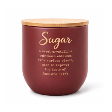 Imagem de Açucareiro Em Aço Inoxidável Com Tampa De Bambu 500mL - Vermelho Carmim