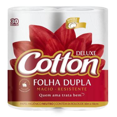 Imagem de Papel Higienico Cotton Folha Dupla 30m 4 Unidades