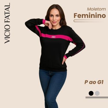 Imagem de Moletom Feminino Fechado Forro Flanelado Gola O Estampado Edex-Feminino