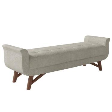 Imagem de Puff Recamier Calçadeira 160cm Base Madeira Neville Z37 Boucle Cru - Mpozenato
