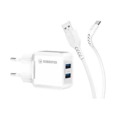 Imagem de Kit Carregador USB Duplo e Cabo Micro USB Flexível - Kimaster (KT608X)