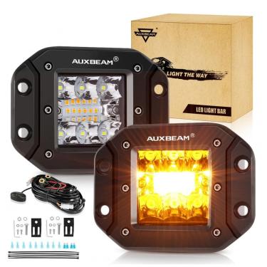 Imagem de Farol de Milha LED Offroad com 7200 Lúmens e Luz Branca, 72W, 2Un, Auxbeam, Preto