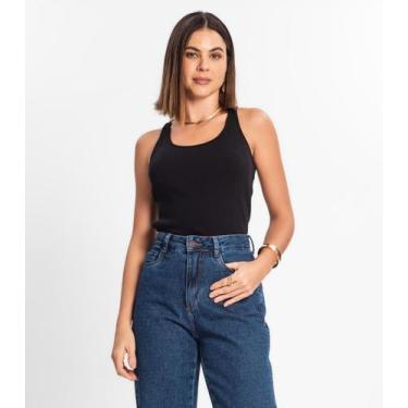 Imagem de Regata Feminina Em Ribana Rovitex Preto, P, Preto