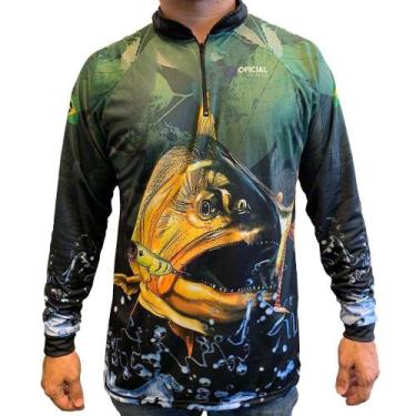 Imagem de Camisa de Pesca Proteção Solar UV Dourado - Oficial da Pesca P, GG