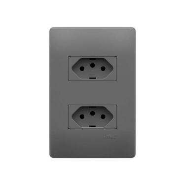 Imagem de Tomada Dupla Fame Habitat Onix 2p+t 10a Com Placa 4x2 Onix - FAME BRAS