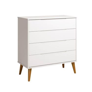 Imagem de Comoda Gaveteira Elfe Retro 4 Gavetas Branco Fosco - Moveisaqui
