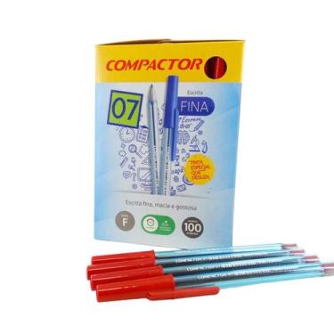 Imagem de Caneta Esferográfica Compactor Ponta Fina 07 Vermelha 100 UN