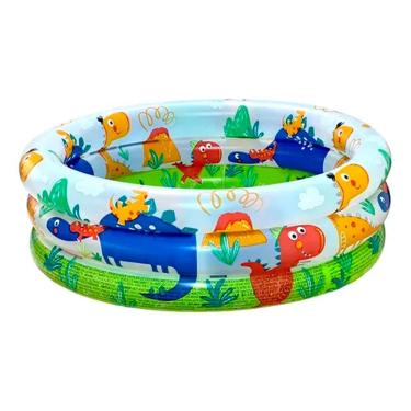 Imagem de Piscina Inflável Infantil Dino 3 Anéis 28 Litros - Intex