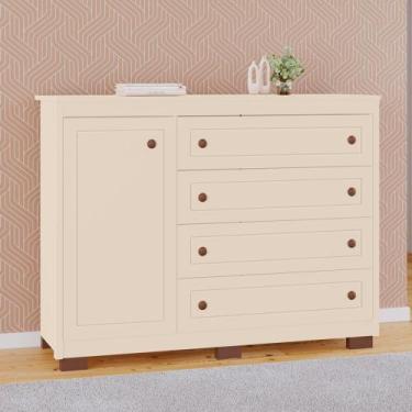 Imagem de Cômoda Provenza 100 MDF 1 Porta 4 Gavetas - Tuboarte, Off White